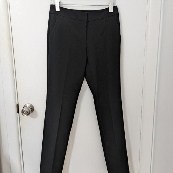 DKNY Women's Black Stretch Flat Front Mid-Rise Slim Leg Dress Pants - Size 0 - S - Picture 1 of 6